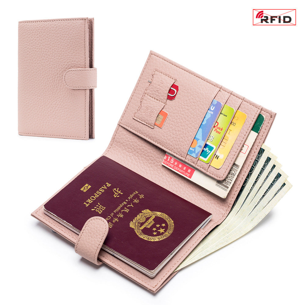 Ultra-Thin RFID Leather Passport Wallet – Genuine Cowhide, Multi-Functional Travel Organizer