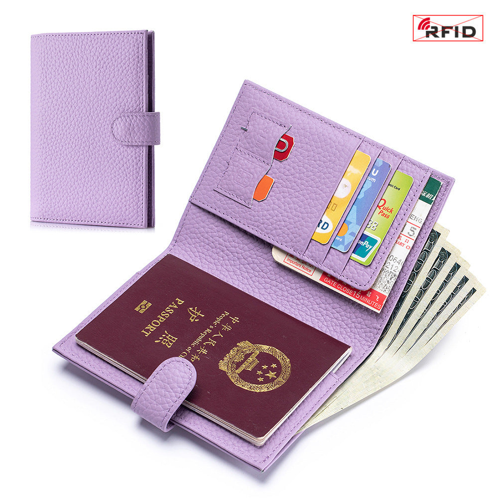 Ultra-Thin RFID Leather Passport Wallet – Genuine Cowhide, Multi-Functional Travel Organizer