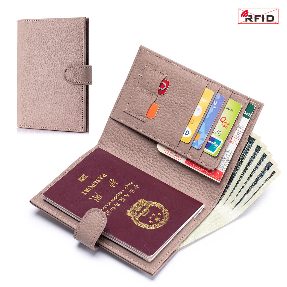 Ultra-Thin RFID Leather Passport Wallet – Genuine Cowhide, Multi-Functional Travel Organizer