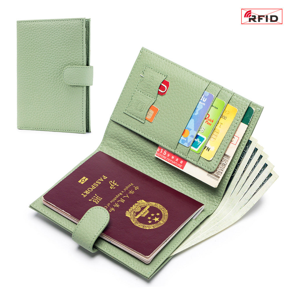 Ultra-Thin RFID Leather Passport Wallet – Genuine Cowhide, Multi-Functional Travel Organizer