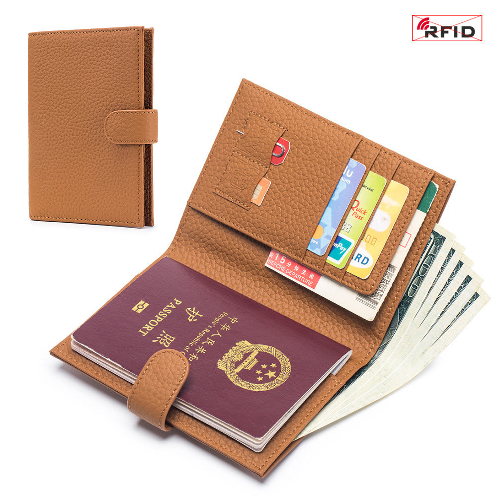 Ultra-Thin RFID Leather Passport Wallet – Genuine Cowhide, Multi-Functional Travel Organizer