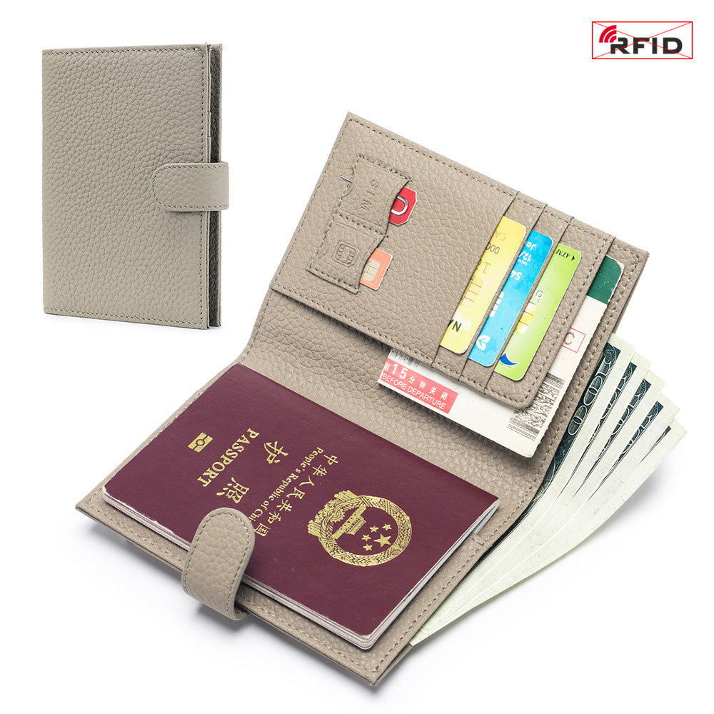 Ultra-Thin RFID Leather Passport Wallet – Genuine Cowhide, Multi-Functional Travel Organizer