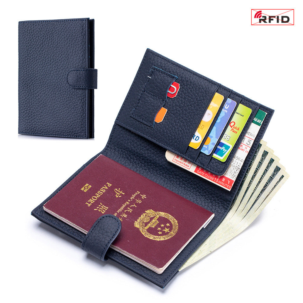 Ultra-Thin RFID Leather Passport Wallet – Genuine Cowhide, Multi-Functional Travel Organizer