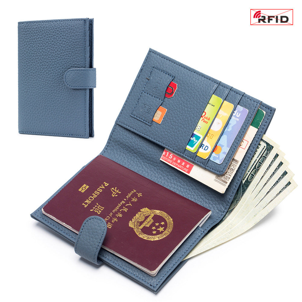 Ultra-Thin RFID Leather Passport Wallet – Genuine Cowhide, Multi-Functional Travel Organizer
