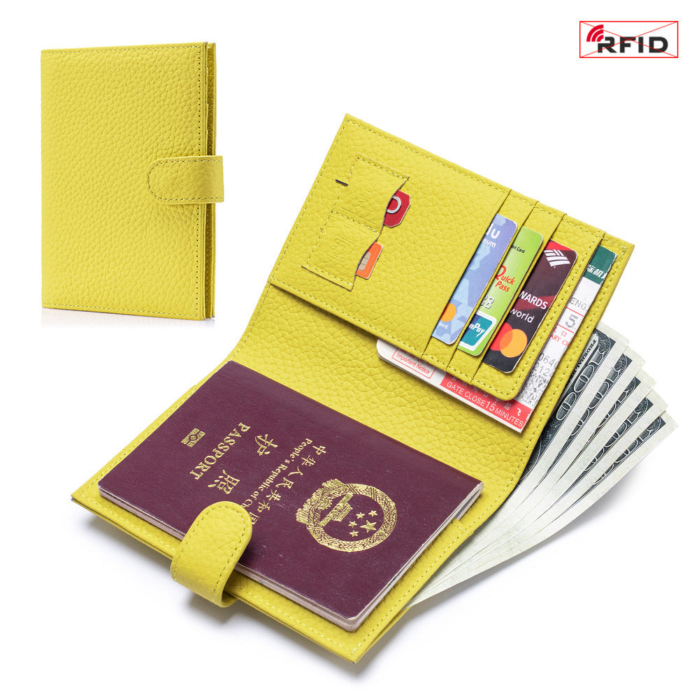 Ultra-Thin RFID Leather Passport Wallet – Genuine Cowhide, Multi-Functional Travel Organizer