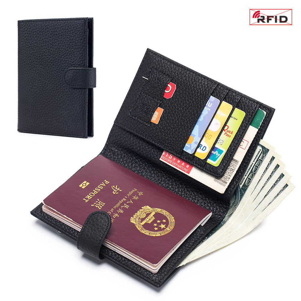 Ultra-Thin RFID Leather Passport Wallet – Genuine Cowhide, Multi-Functional Travel Organizer