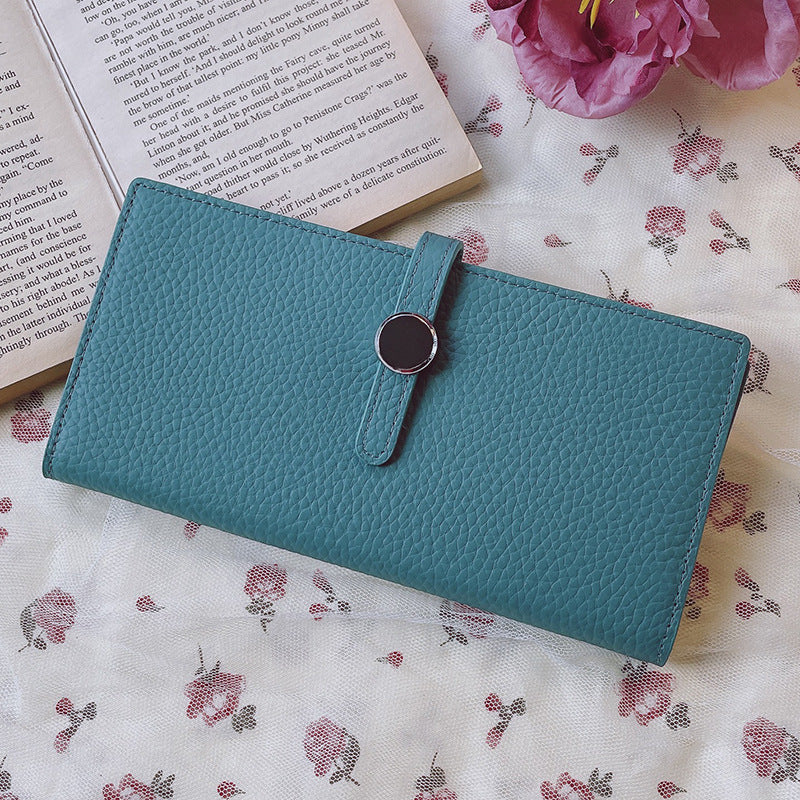 Premium Genuine Leather Long Wallet – Unisex Vintage Lychee Pattern