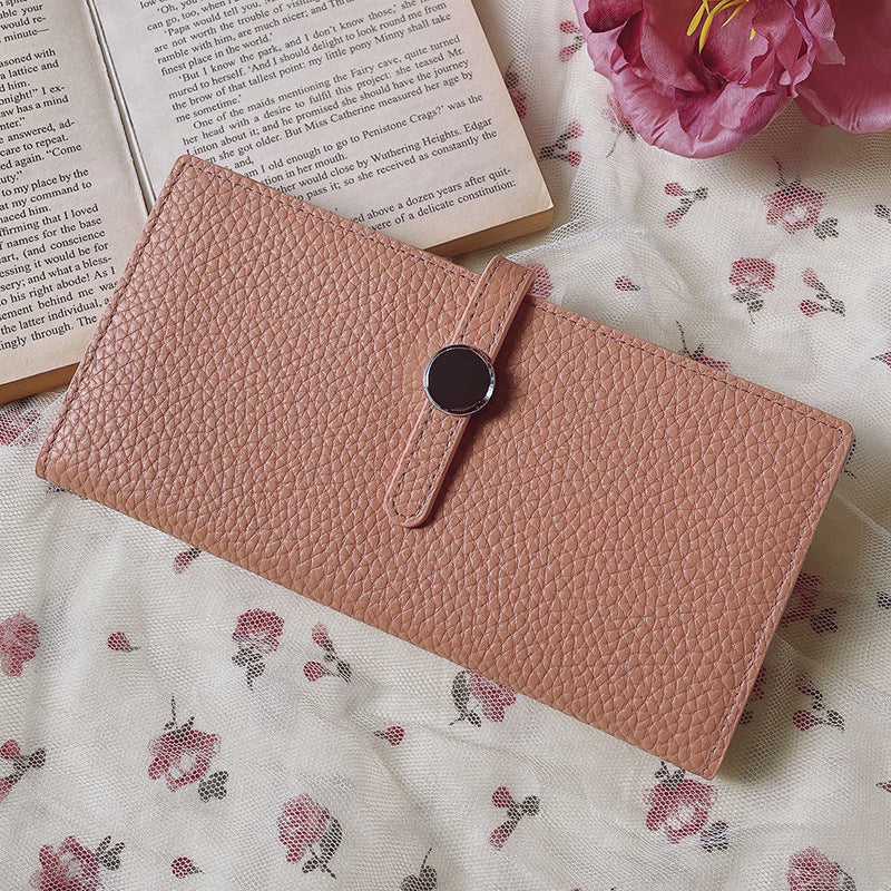 Premium Genuine Leather Long Wallet – Unisex Vintage Lychee Pattern
