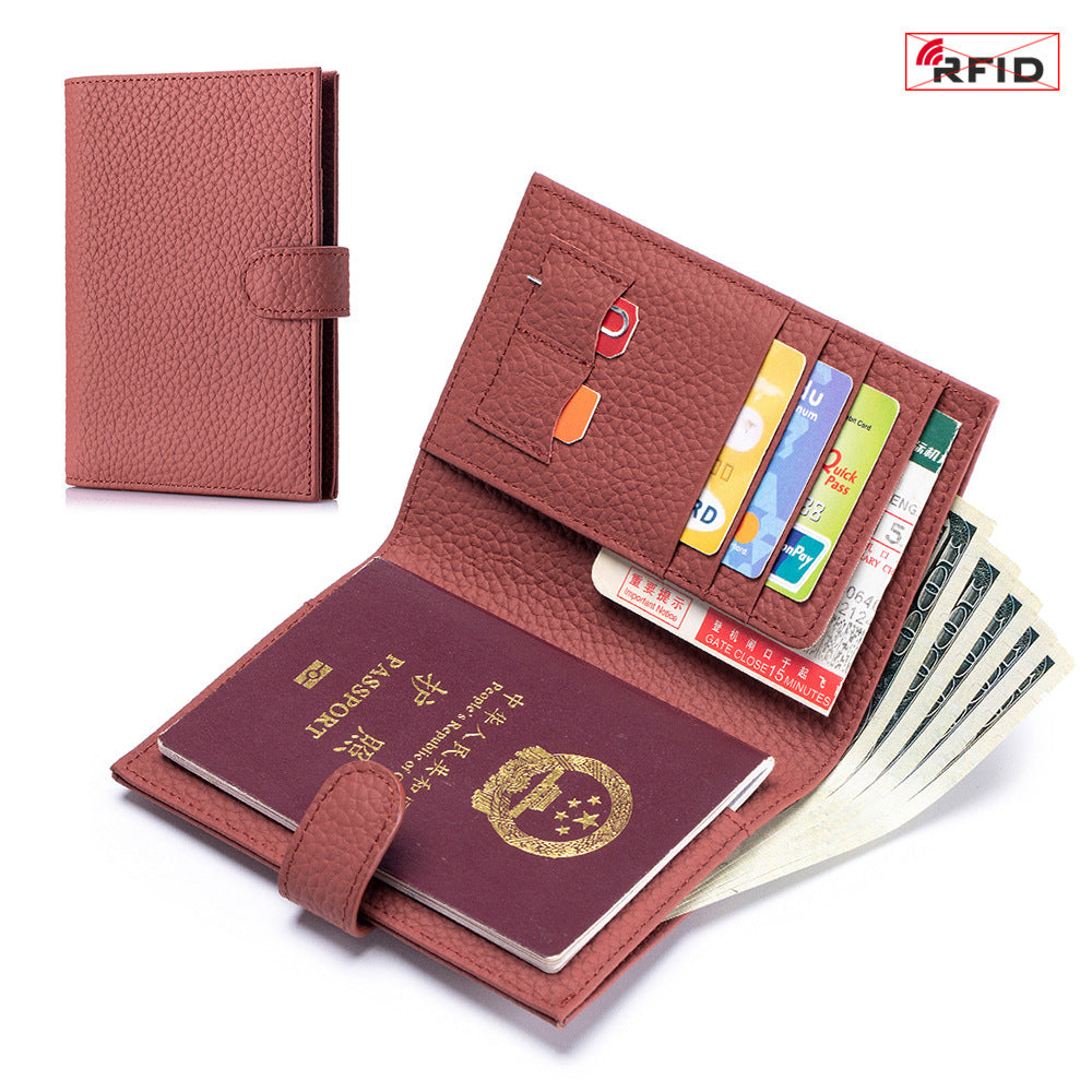 Ultra-Thin RFID Leather Passport Wallet – Genuine Cowhide, Multi-Functional Travel Organizer