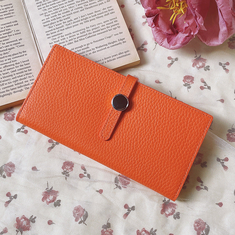 Premium Genuine Leather Long Wallet – Unisex Vintage Lychee Pattern