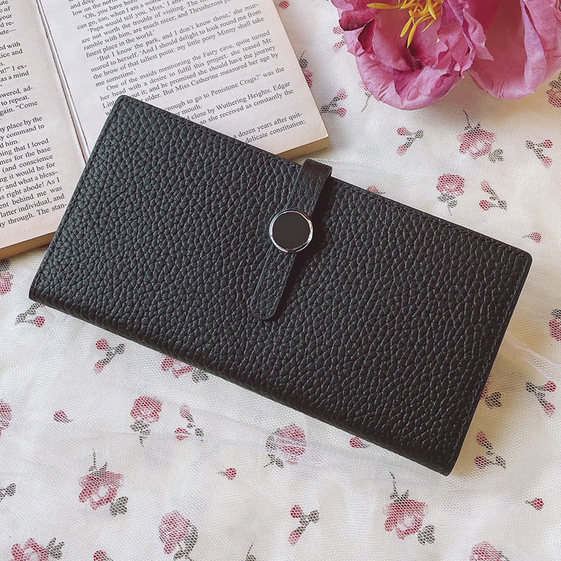 Premium Genuine Leather Long Wallet – Unisex Vintage Lychee Pattern