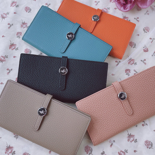 Premium Genuine Leather Long Wallet – Unisex Vintage Lychee Pattern