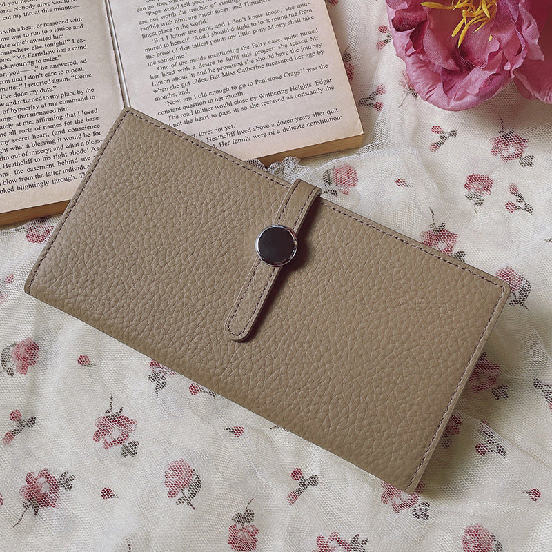 Premium Genuine Leather Long Wallet – Unisex Vintage Lychee Pattern
